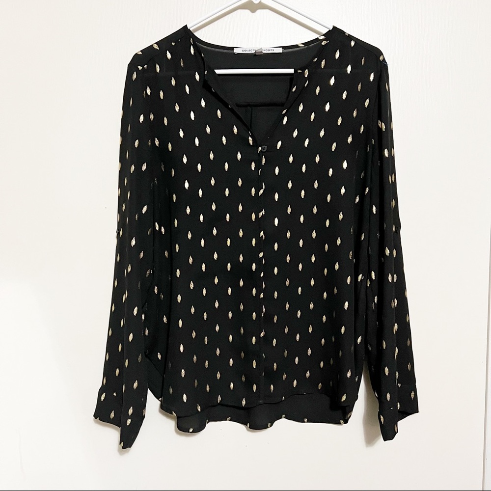 Collective Concepts Blouse with Metallic Ikat Print M - Picture 2 of 11